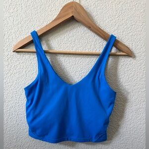 Lululemon Bright Blue Crop Sports Bra Top Built In Shelf Bra  •no pads (DESC)